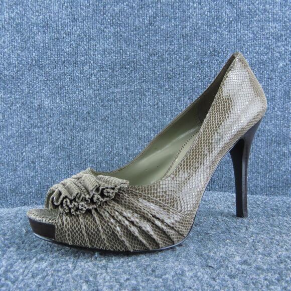 Moda Spana Women Peep Toe‎ Heel Shoes Size 8 Medium Brown Leather - Picture 1 of 9